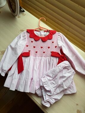 4t kinder smocks valentines bloomer set